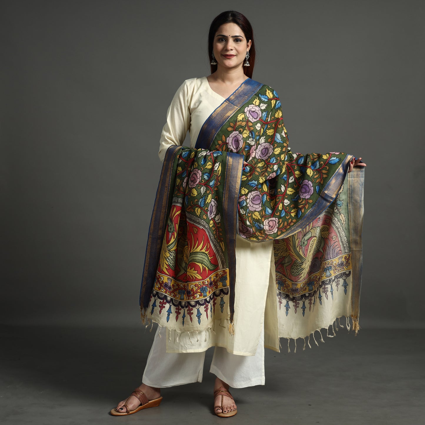 Kalamkari Handpainted Dupatta