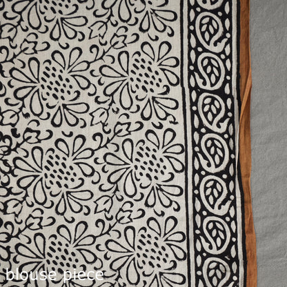 Bagru Hand Block Printed Mul Cotton Natural Dyed Saree 03