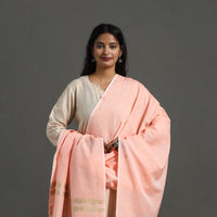 Peach - Assam Weave Thread Buti Cotton Handloom Dupatta 04