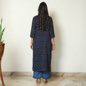 Blue - Bagh Block Printed Cotton Kurta with Palazzo & Dupatta Set 19