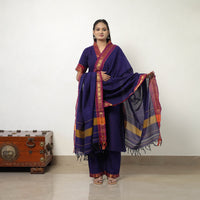 Purple  - Cotton Dharwad Kurta Set with Palazzo & Dupatta 04