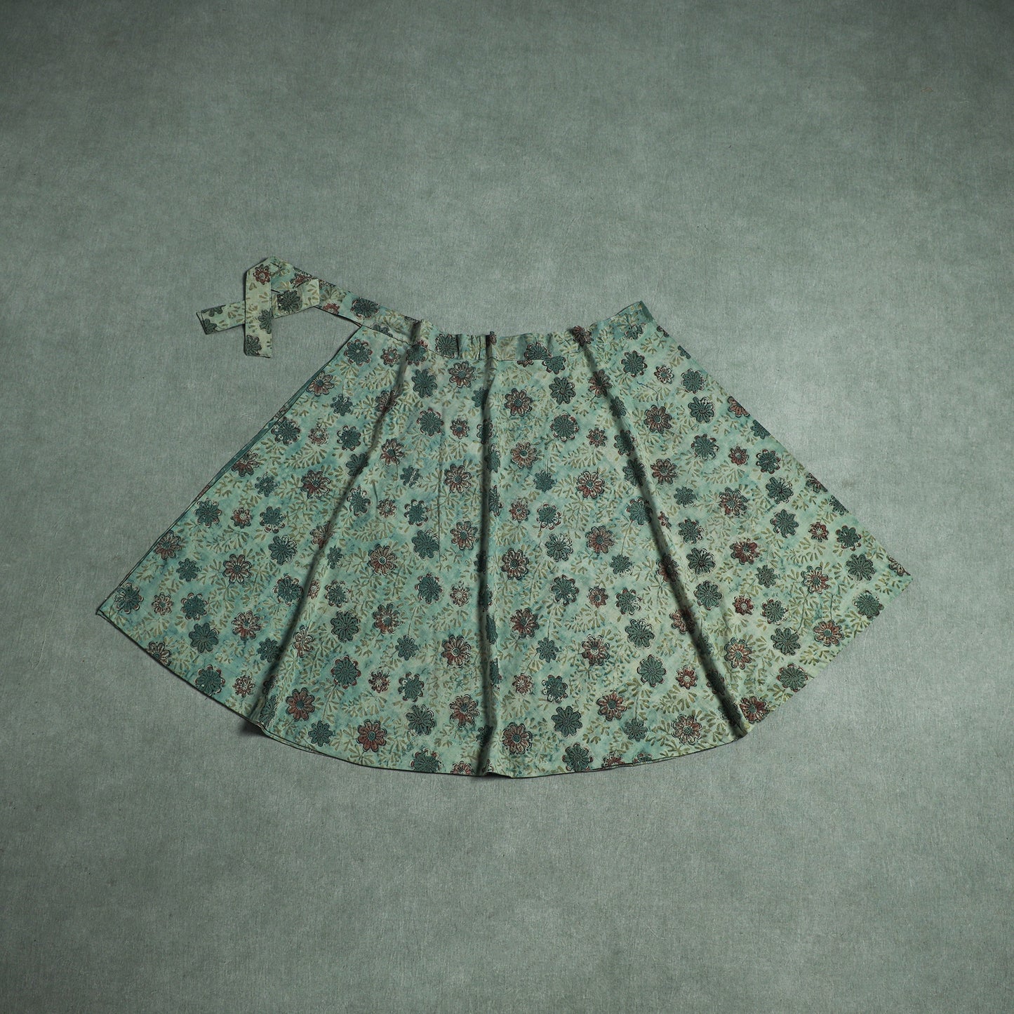 Bagru Hand Block Print Natural Dyed Cotton Wrap Around Skirt 09