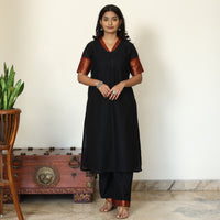 Black - Dharwad Cotton Kurta with Palazzo & Dupatta Set 17