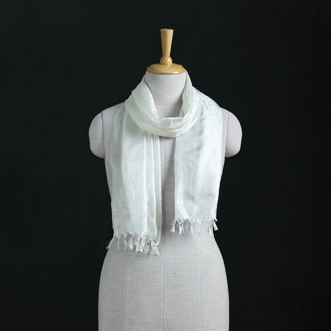 Handwoven Banarasi Pure Silk Stole with Tassels 06