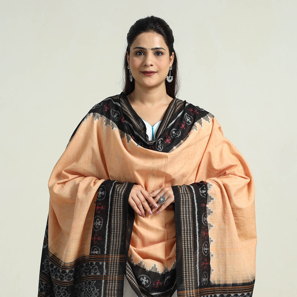 Beige - Sambalpuri Ikat Weave Handloom Cotton Dupatta 14