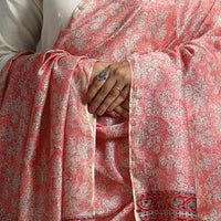 Pink - Block Printed Chanderi Silk Sanganeri Dupatta 52