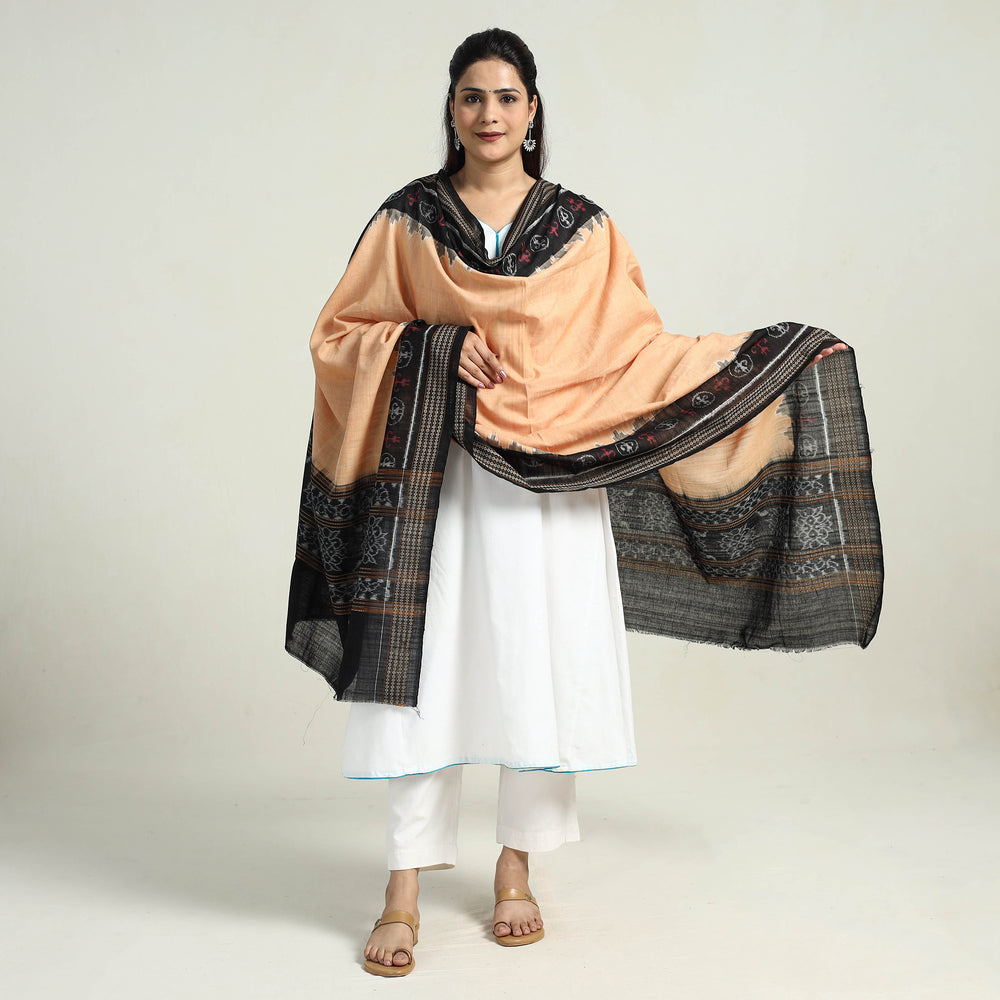 Beige - Sambalpuri Ikat Weave Handloom Cotton Dupatta 14