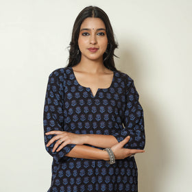 Blue - Bagh Block Printed Cotton Kurta with Palazzo & Dupatta Set 19