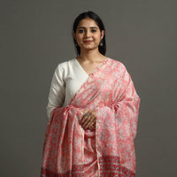 Pink - Block Printed Chanderi Silk Sanganeri Dupatta 52