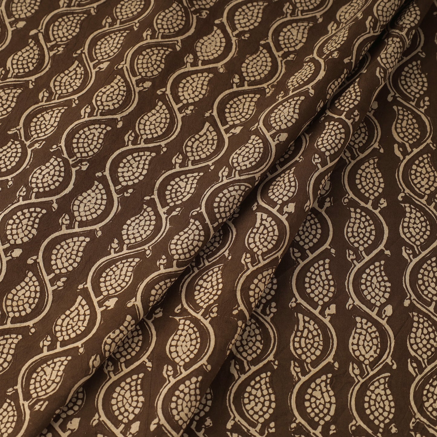 Brown Bagh Hand Block Print Natural Dyed Cotton Fabric