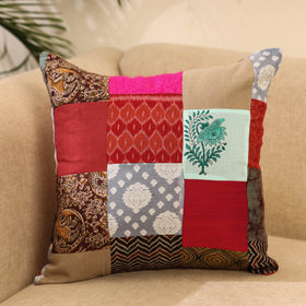 Buy Multicolor Handcrafted Cotton Patchwork Cushion Cover