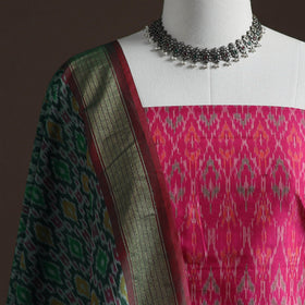Pochampally Ikat Handloom Sico Unstitched Dress Material: Kurta with Dupatta 24