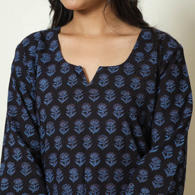 Blue - Bagh Block Printed Cotton Kurta with Palazzo & Dupatta Set 19