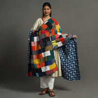 Multicolor - Indigo Reversible Patchwork Cotton Dupatta 29