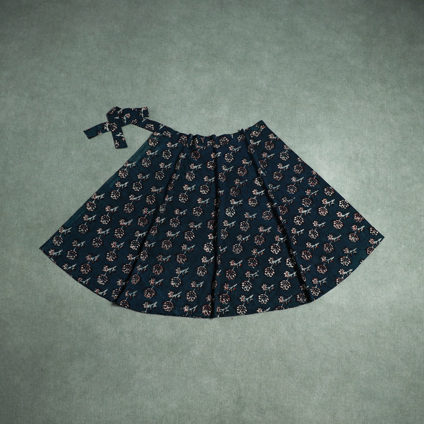 Bagru Hand Block Print Natural Dyed Cotton Wrap Around Skirt 11