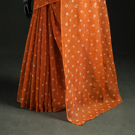 Orange - Bandhani Tie-Dye Kota Doria Cotton Saree 06