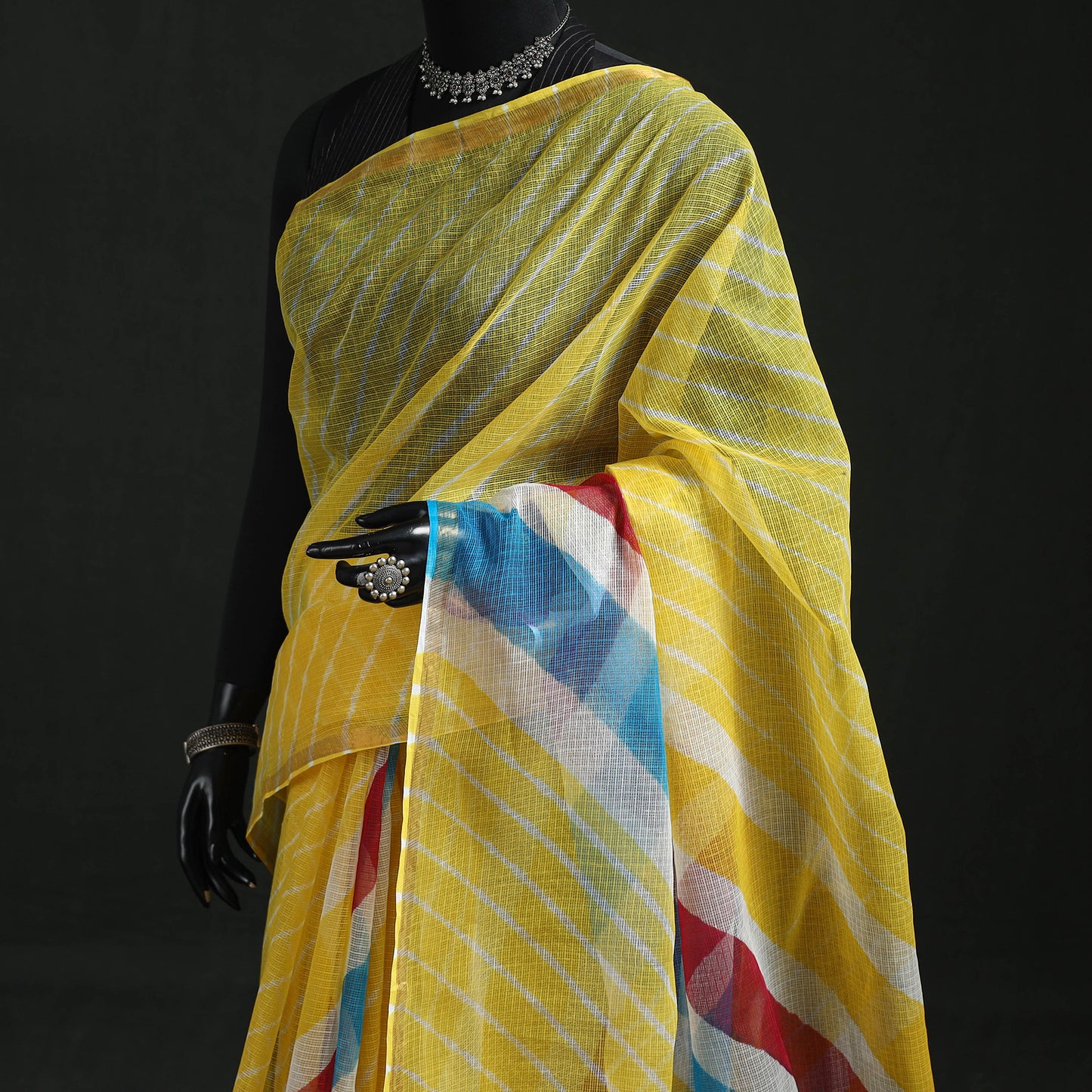 Tie-Dye Kota Doria Cotton Leheriya Saree 15