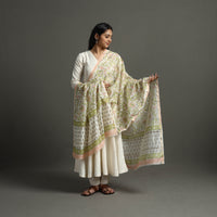 Multicolor - Block Printed Chanderi Silk Sanganeri Dupatta 53