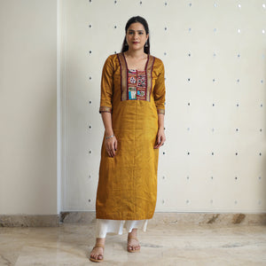 Yellow - Traditional Cotton Khun Straight Kurta for Women 21