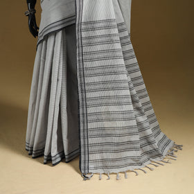 Grey - Bengal Handwoven Cotton Begumpuri Saree 35