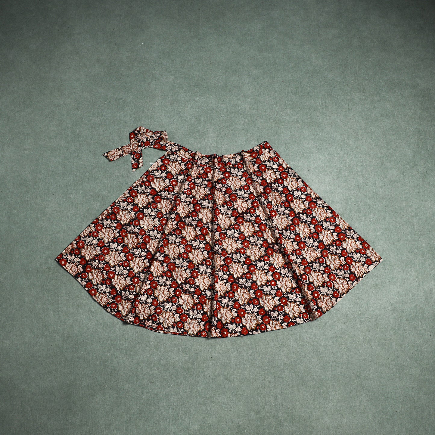 Bagru Hand Block Print Natural Dyed Cotton Wrap Around Skirt 12