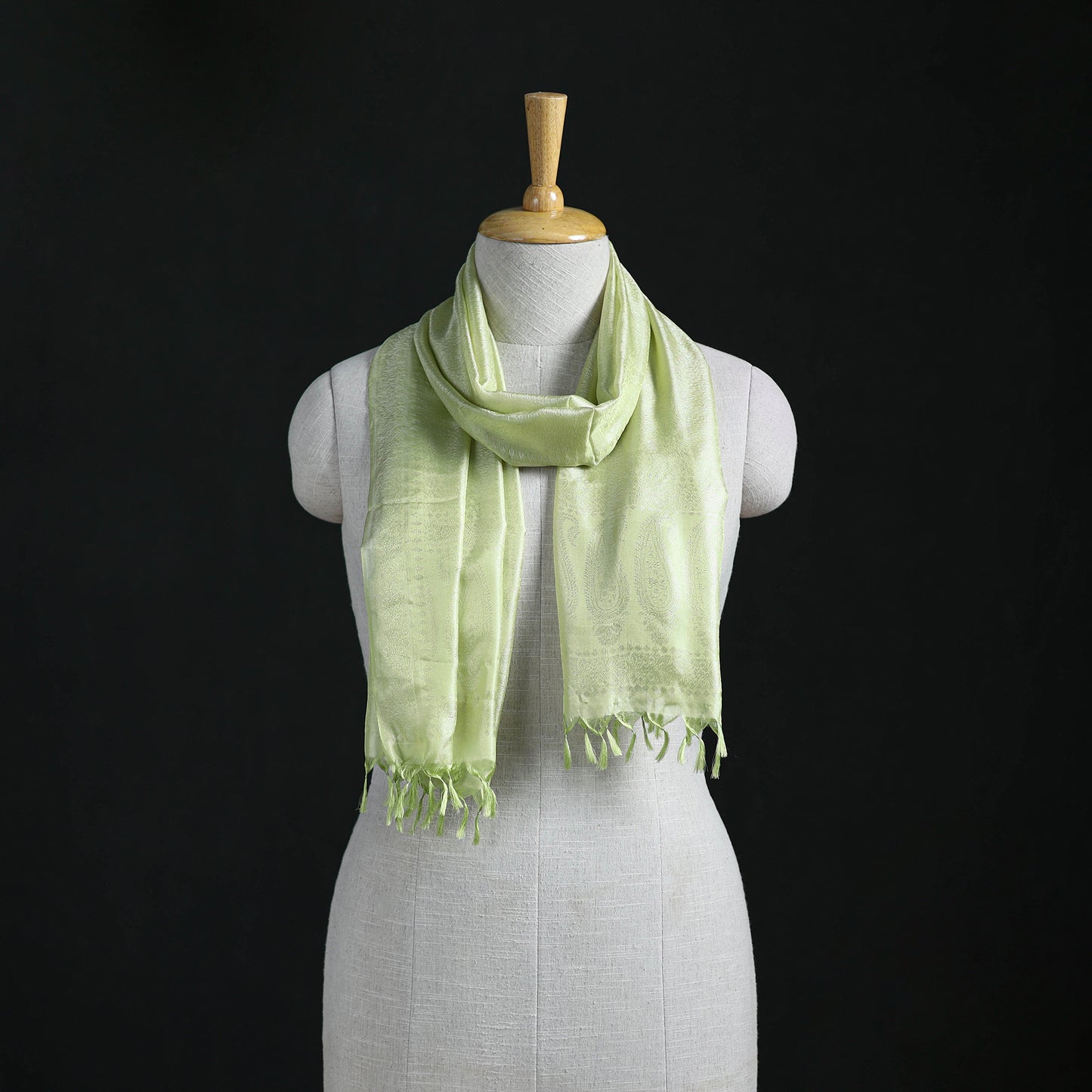 Handwoven Banarasi Pure Silk Stole with Tassels 07