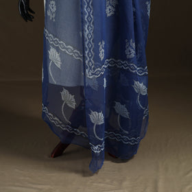 Blue - Akola Hand Block Print Natural Dyed Kota Doria Cotton Dupatta 34