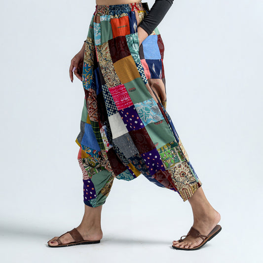 Multicolor - Block Printed Handmade Patchwork Cotton Harem Pant