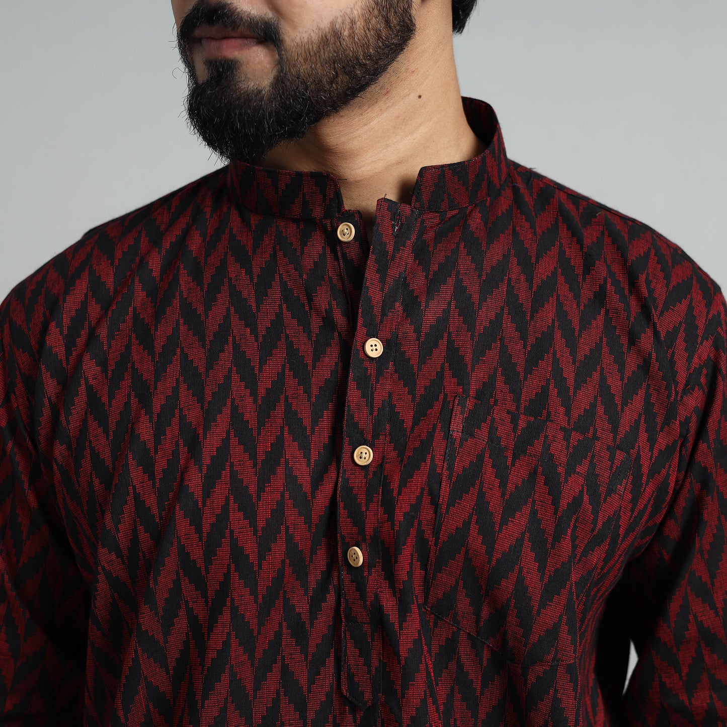 Cotton Short Jacquard Kurta for Men 01