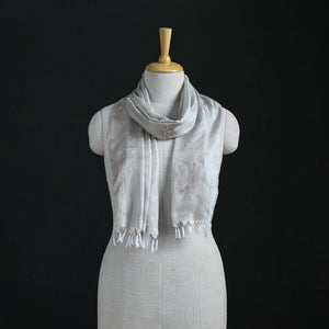 Handwoven Banarasi Pure Silk Stole with Tassels 09