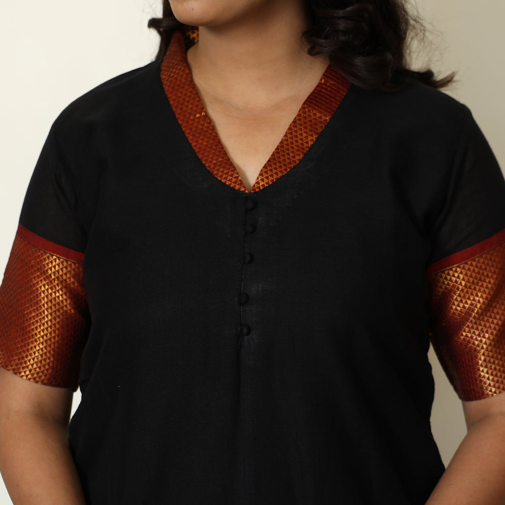 Black - Dharwad Cotton Kurta with Palazzo & Dupatta Set 17