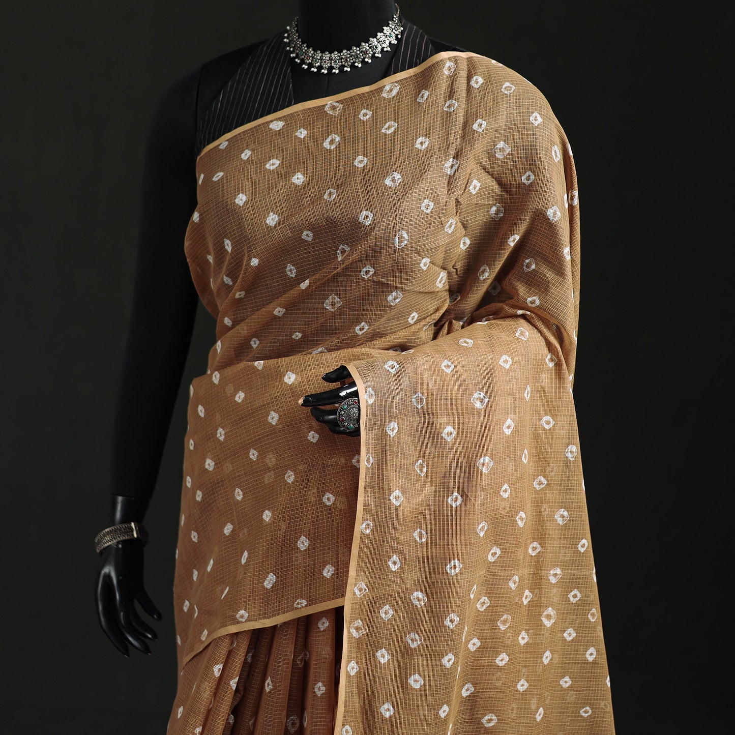 Bandhani Tie-Dye Kota Doria Cotton Saree 20