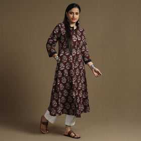  Bagru Hand Block Printed Cotton Long Kurta Online at iTokri.com