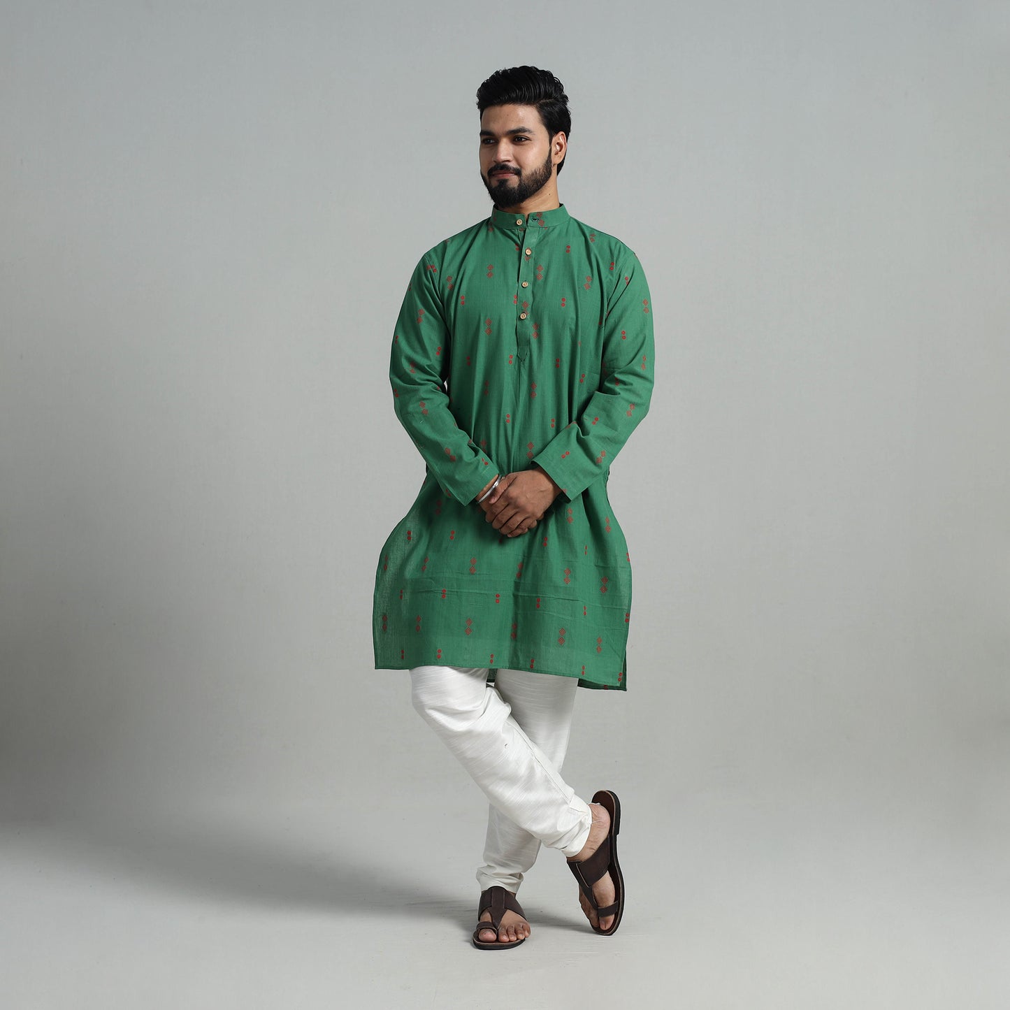 Cotton Long Jacquard Kurta for Men 12