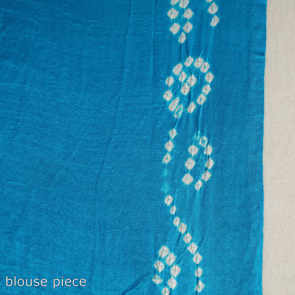 Blue - Kutch Tie-Dye Gajji Silk Bandhani Saree with Blouse Piece 16