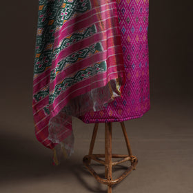 Pochampally Ikat Handloom Sico Unstitched Dress Material: Kurta with Mulberry Silk Dupatta 25