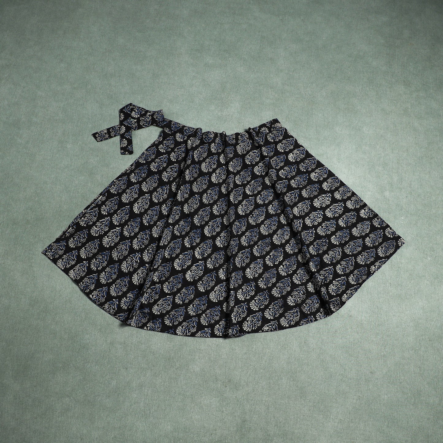 Bagru Hand Block Print Natural Dyed Cotton Wrap Around Skirt 16