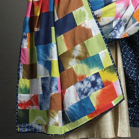 Multicolor - indigo reversible patchwork cotton dupatta 31