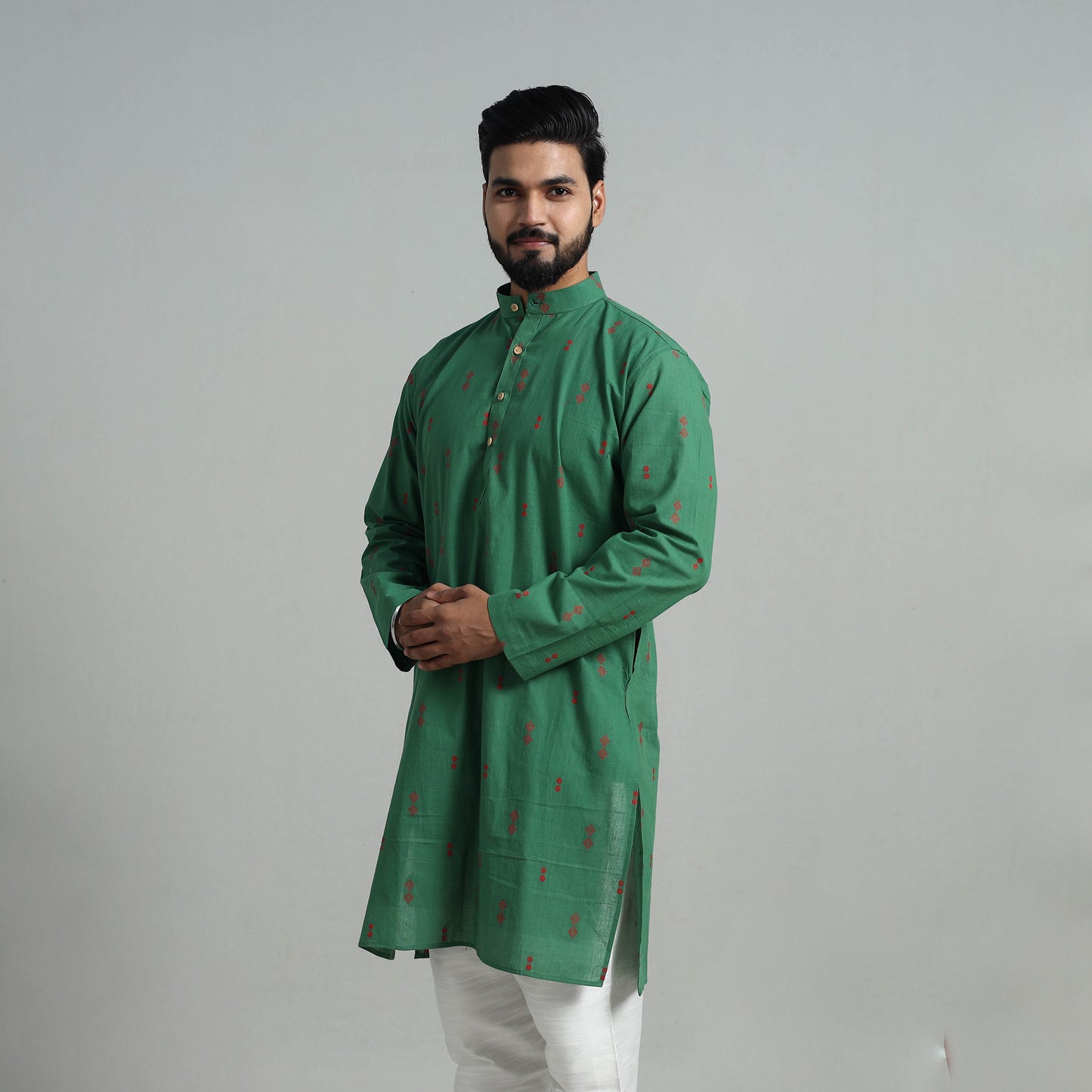 Cotton Long Jacquard Kurta for Men 12