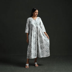 Flared Angrakha Cotton Hand Block Batik Print Dress 08