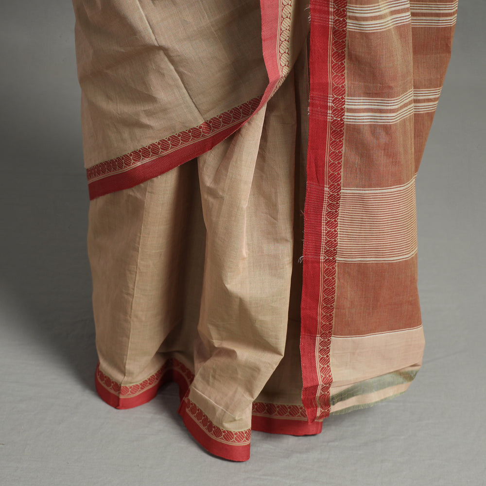 Brown - Pure Handloom Natural Dyed Dobby Cotton Saree 3