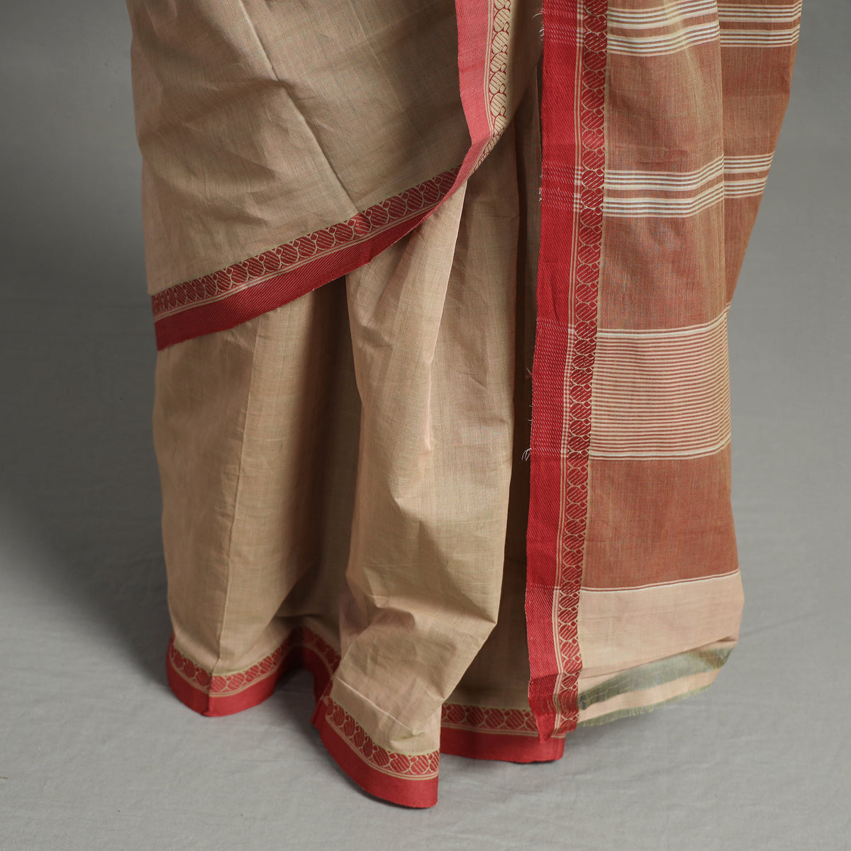 Brown - Pure Handloom Natural Dyed Dobby Cotton Saree 3