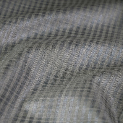 Light Grey Vidarbha Tussar Silk Checks Handloom Fabric