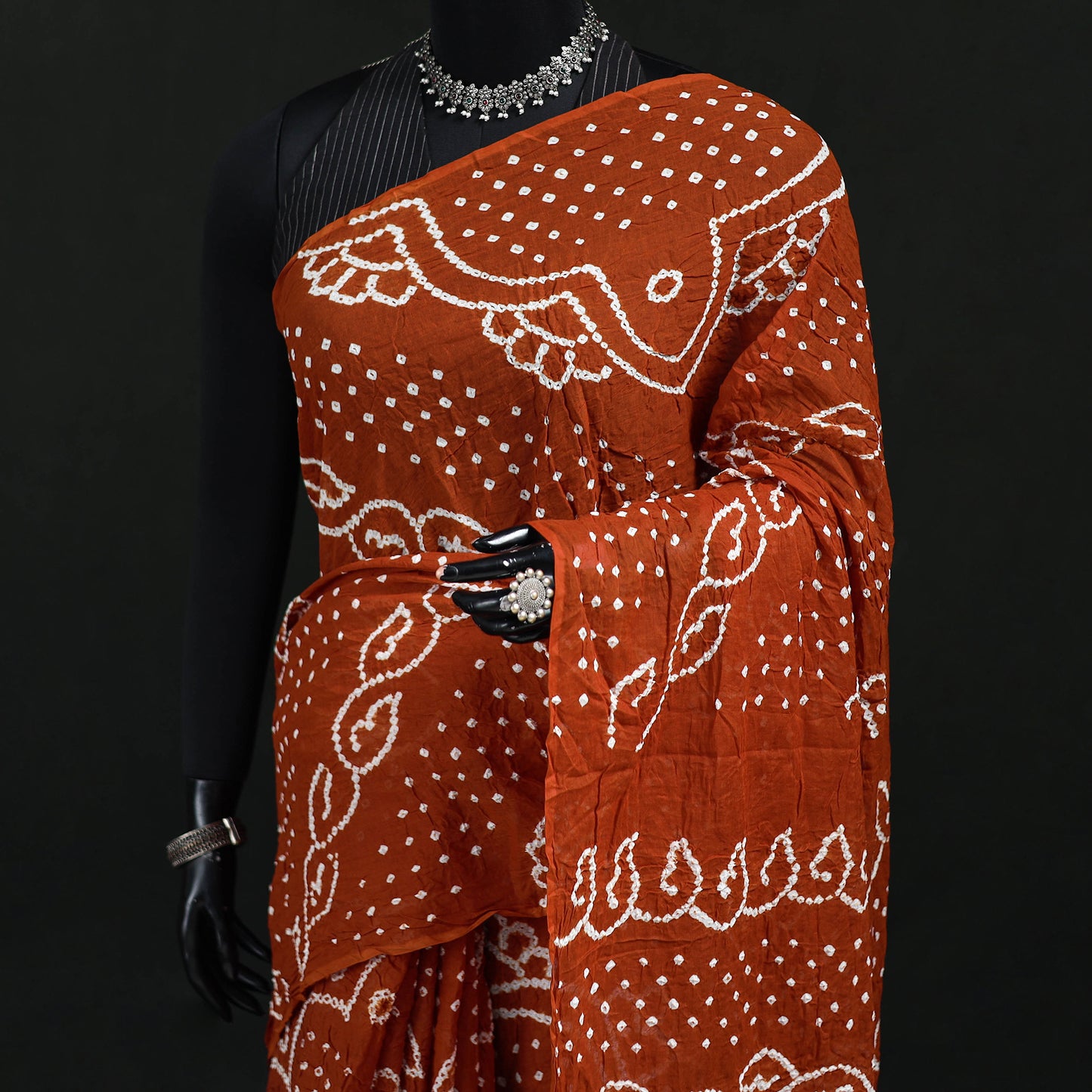Kutch Bandhani Tie-Dye Cotton Saree 36
