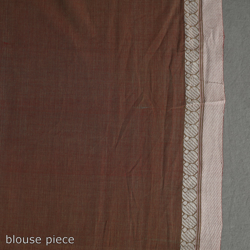 Brown - Pure Handloom Natural Dyed Dobby Cotton Saree 3