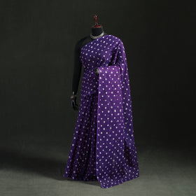 Purple - Bandhani Tie-Dye Kota Doria Cotton Saree 22