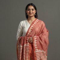 Red - Block Printed Chanderi Silk Bagru Dupatta 55