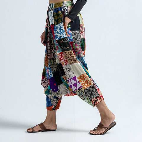 Multicolor - Block Printed Handmade Patchwork Cotton Harem Pant