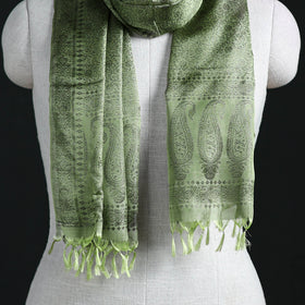 Handwoven Banarasi Pure Silk Stole with Tassels 10