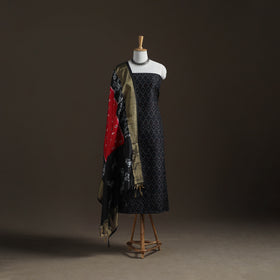 Pochampally Ikat Handloom Sico Unstitched Dress Material: Kurta with Mulberry Silk Dupatta 26
